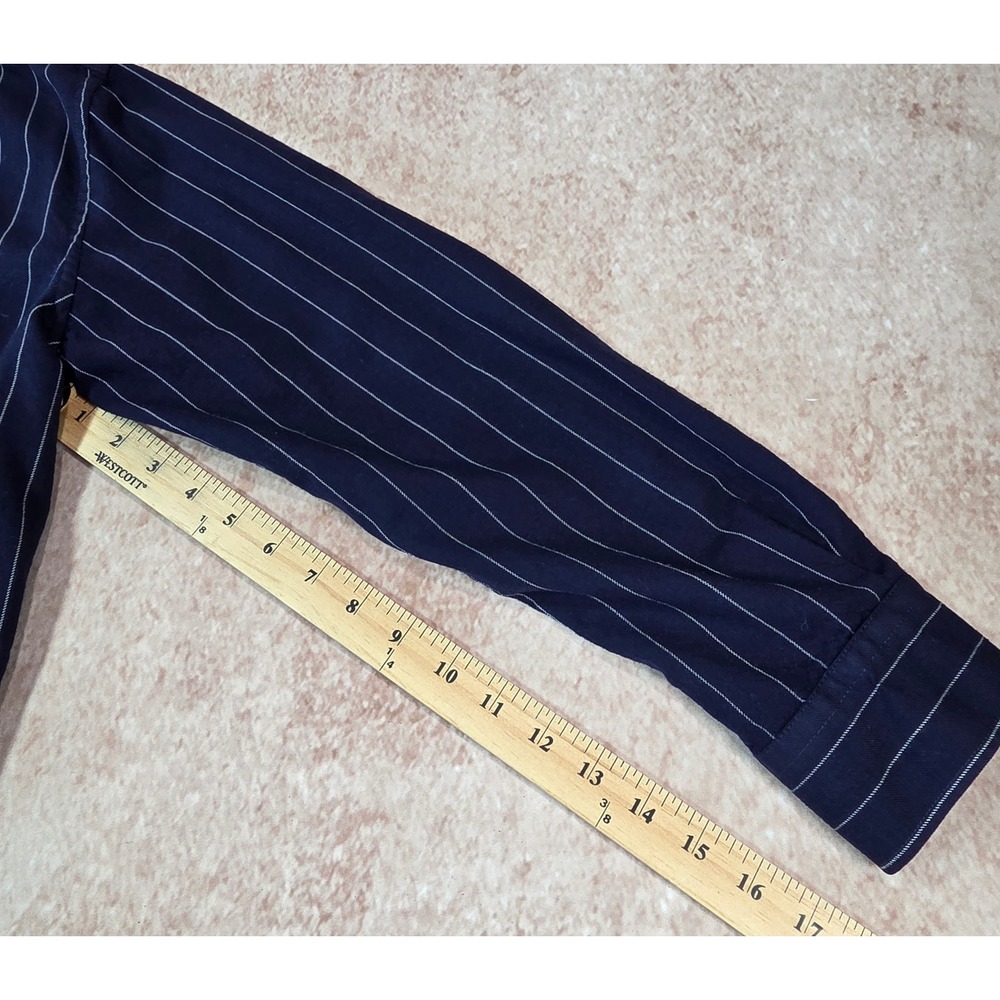 Polo Ralph Lauren Navy Blue Pinstripe Virgin Wool Blend Button Down Shirt Size 6 - Picture 14 of 16